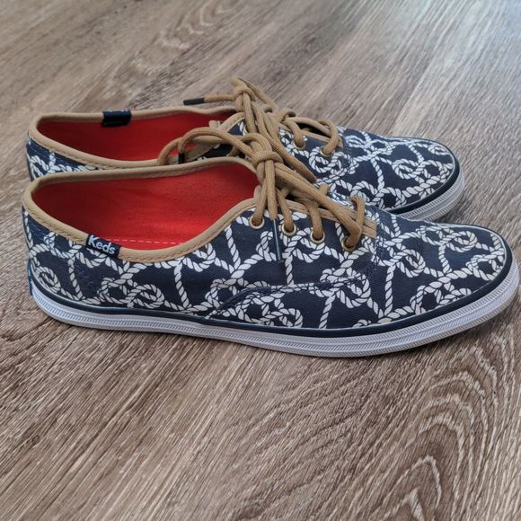 Keds Navy Blue & Champion Rope Print Lace Up Sneakers Size 6 - Picture 5 of 16